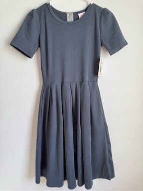 LuLaRoe Slate Gray Textured Short Sleeve Midi Dress